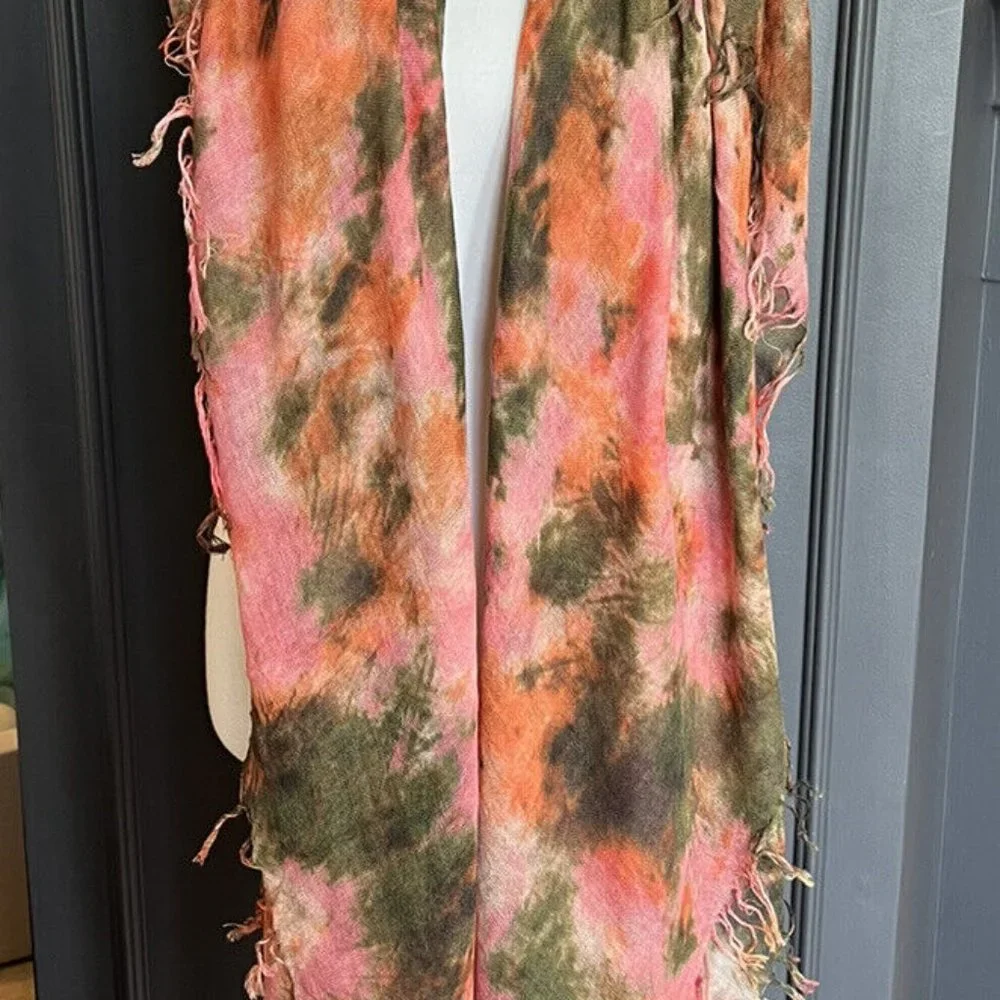 New Auth Chan Luu Watercolor Cashmere Silk Scarf- Coral Rose